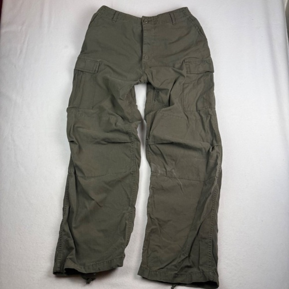 Vintage Military Olive Green Combat Trousers Cargo Pants Mens 35x31 Cotton Blend